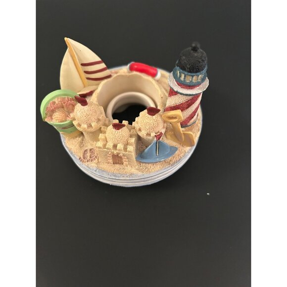 Beach-Themed Candle Topper Lighthouse Sandcastles Bucket Sailboat Home Interiors - Picture 1 of 7